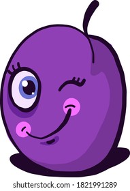 Winking plum, illustration, vector on white background