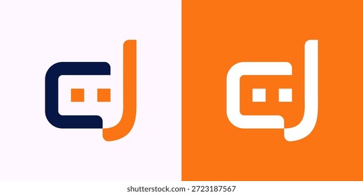 Logotipo de la letra D del robot guiñando el ojo
