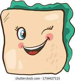 Winking sandwich, illustration, vector on white background