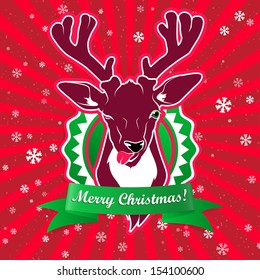 winking and show it's tongue deer with christmas greeting