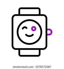 Winking Smartwatch Icon with Modern Design Elements