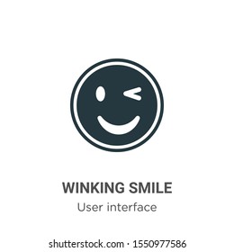 Winking smile vector icon on white background. Flat vector winking smile icon symbol sign from modern user interface collection for mobile concept and web apps design.