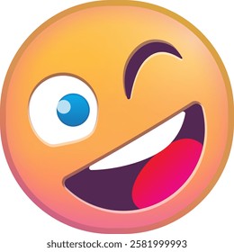 Winking smiley emoji with playful expression for digital communication.