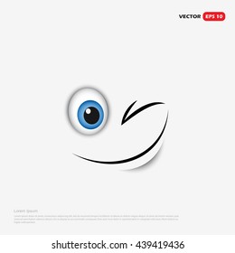Winking smiley face - vector illustration