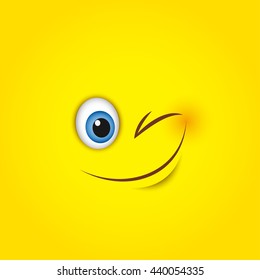 Winking smiley face - vector illustration