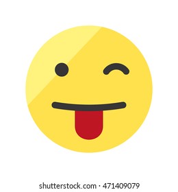 Winking and sticking out tongue smiley vector illustration. Emoji image.