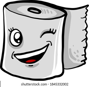 Winking toilet paper, illustration, vector on white background