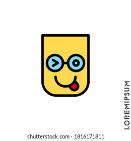 Winking with tongue color emoji. emoticon vector