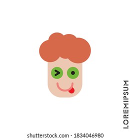 Winking tongue emoji boy, man icon. emoticon with tongue out and winking eye, while other is opened. Expression of playfulness, teasing, joking, kidding, being sarcastic or mean in fun way