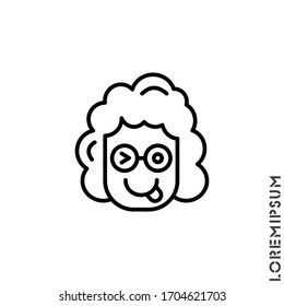 Winking tongue girl, woman emoji. emoticon with tongue out and winking eye, while the other is opened. Expression of playfulness, teasing, joking, kidding, being sarcastic or mean in a fun way