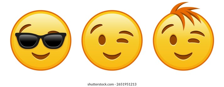 Rosto amarelo piscando Conjunto de três emojis
