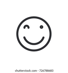 Winkle emoticon vector. Winkle emoticon outline style design