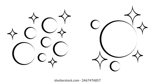 winkling stars. Shine icon, Clean star icon. doodle sparkle star. isolated on white background. vector illustration