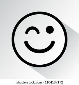 Winks icon. Smiley icon with shadow. Vector illustration