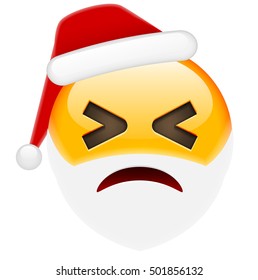 Winky Smile Emoticon for Christmas and New Year. Isolated vector illustration on white background