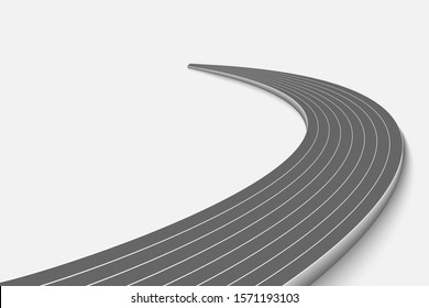 Winnding Curve Road Isolated, running track in stadium. 