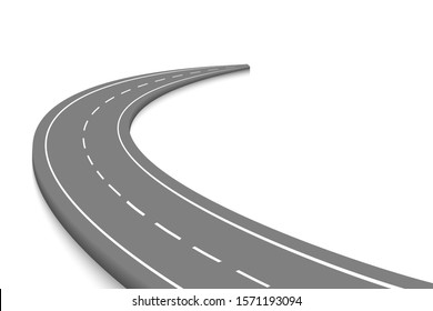 Winnding Curve Road Isolated . Way location infographic template