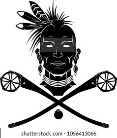 Winnebago Lacrosse Stick Native Indian Mascot