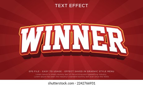 Winner 3d bold editable text effect	
