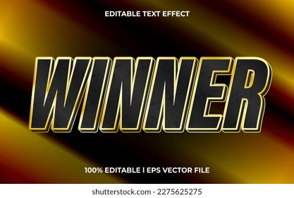 Winner 3d text effect and editable text, template 3d style use for game tittle