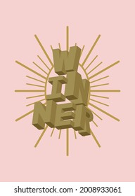 Winner 3D Typography with Gold Radiant.