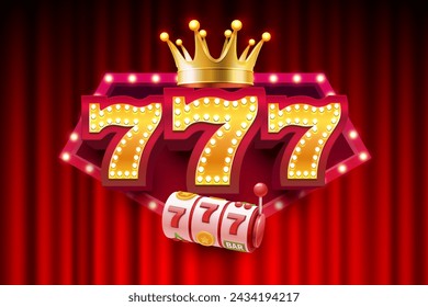 Winner 777 slots icons, slot sign machine, night Vegas. Vector illustration