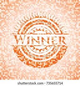 Winner abstract orange mosaic emblem