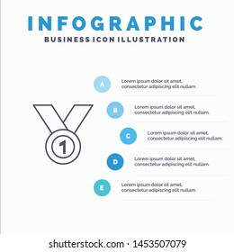 Winner, Achieve, Award, Leader, Medal, Ribbon, Win Line icon with 5 steps presentation infographics Background