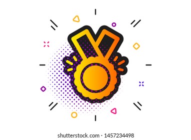 Winner achievement symbol. Halftone circles pattern. Award Medal icon. Glory or Honor sign. Classic flat honor icon. Vector