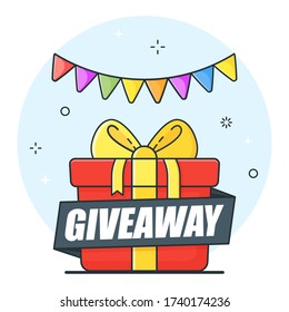 Winner advertising poster on a white background. Banner with gift offers, giveaways and gift prizes. Quiz posters, competition announcement or media event post vector illustration set.