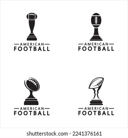 Winner American football Championship Trophy Logo Design vector icon template. American football trophy for winner award	