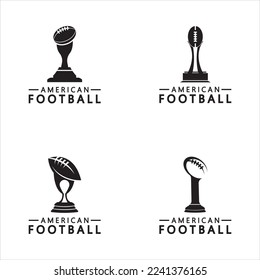 Winner American football Championship Trophy Logo Design vector icon template. American football trophy for winner award	