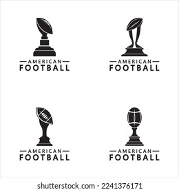 Winner American football Championship Trophy Logo Design vector icon template. American football trophy for winner award	