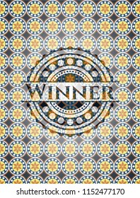 Winner arabesque style badge. arabic decoration.
