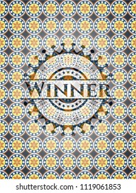 Winner arabesque style emblem. arabic decoration.