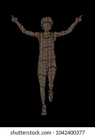 The winner, Athlete runner, runner running designed using mosaic pattern graphic vector