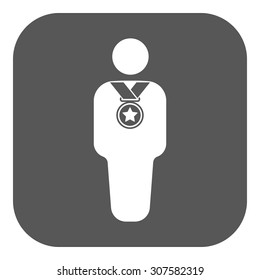 The winner avatar icon. Champion and award, prize, triumph symbol. Flat Vector illustration. Button