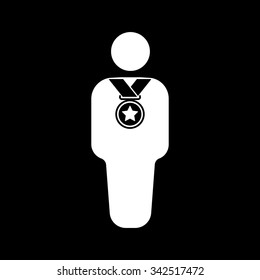 The winner avatar icon. Champion and award, prize, triumph symbol. Flat Vector illustration