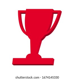 Winner award first place cup or champion prize 3d vector illustration,pink isolated on white background. Symbol of victory in sport and business competition icon.