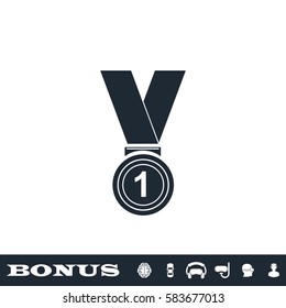 Winner award icon flat. Black pictogram on white background. Vector illustration symbol and bonus button