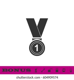 Winner award icon flat. Black pictogram on white background. Vector illustration symbol and bonus button