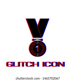 Winner award icon flat. Simple pictogram - Glitch effect. Vector illustration symbol