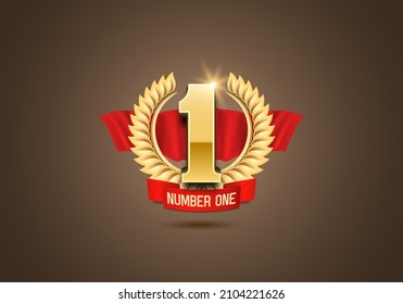 Winner Award Number One Golden Laurel Stock Vector (Royalty Free ...