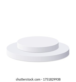 Сompetition winner award, platform, stage. White podiums. Stylish trendy illustration,graphic design -3D, render.