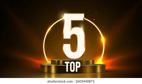 Winner award podium.  Top five. Vector illustration.