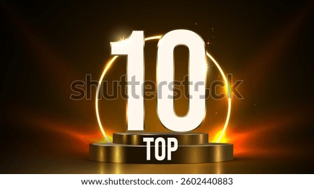 Winner award podium. Top ten. Vector illustration.