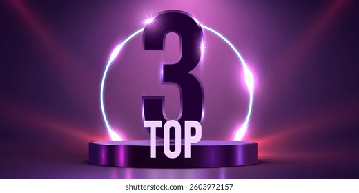 Winner award podium. Top three. Vector illustration.
