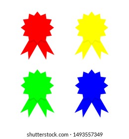 winner award ribbons set with different fresh color isolated on white background. vector illustration
