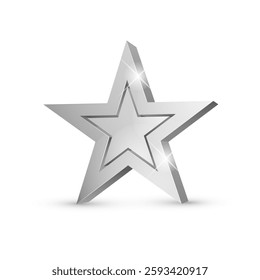 Winner award. silver star 3d symbol. Poster template for event party. Vector illustration