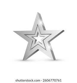 Winner award. silver star 3d symbol. Poster template for event party. Vector illustration